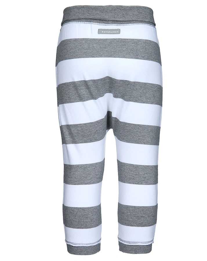 Sweat-Schlupfhose HOME gestreift in grau/weiß