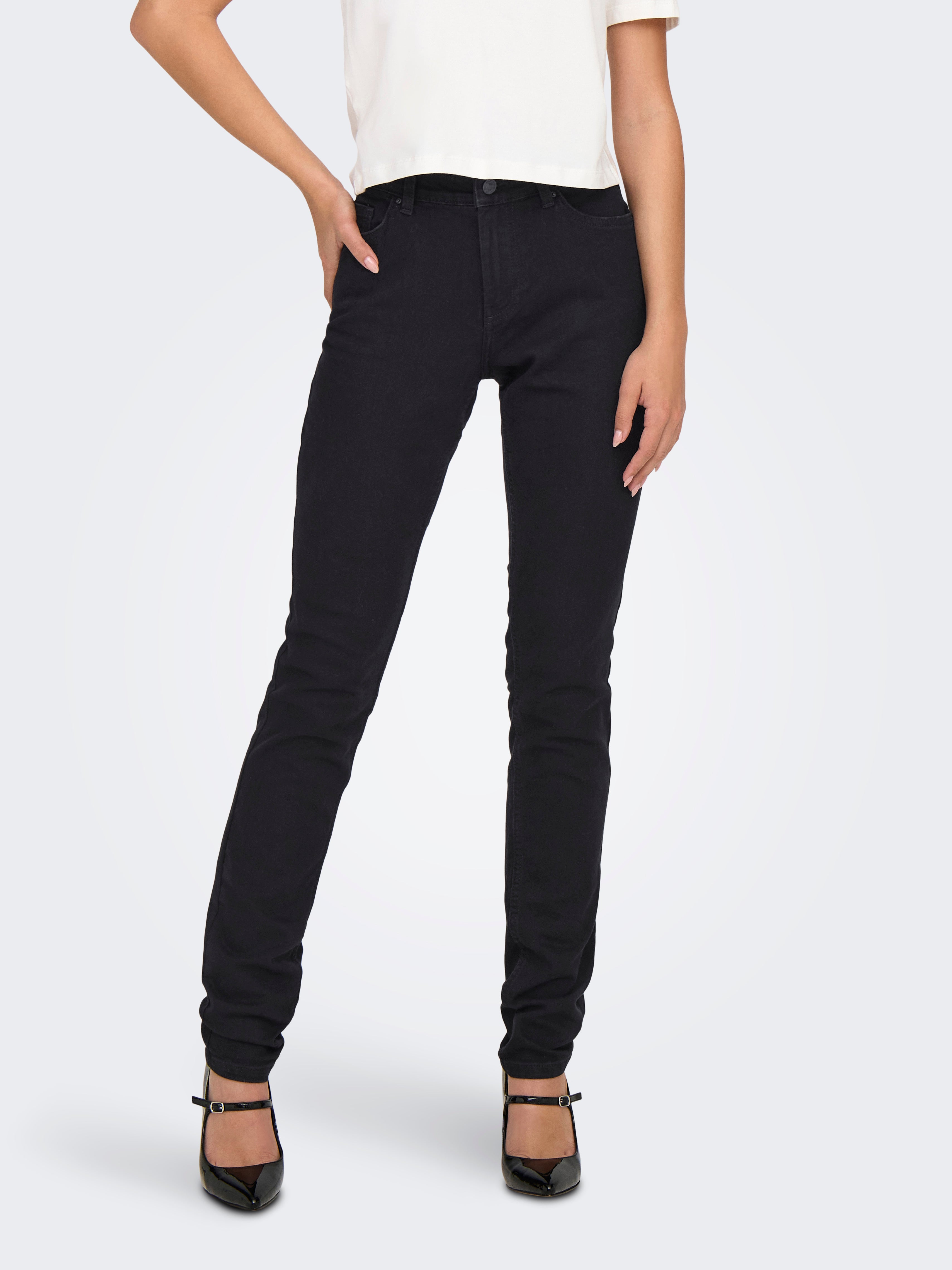 ONLHUSH Mittlere Taille Skinny Fit Jeans Washed Black