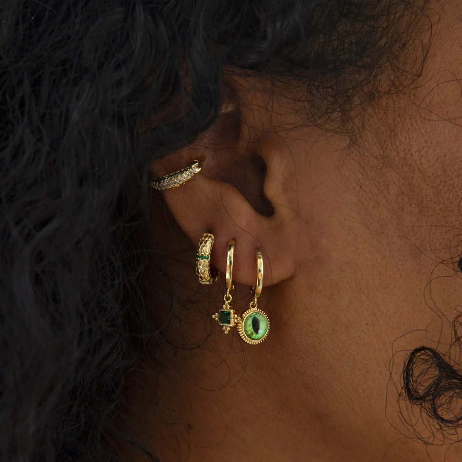 Timi Of Sweden Arya Green Crystal Pendant Hoop Earrings