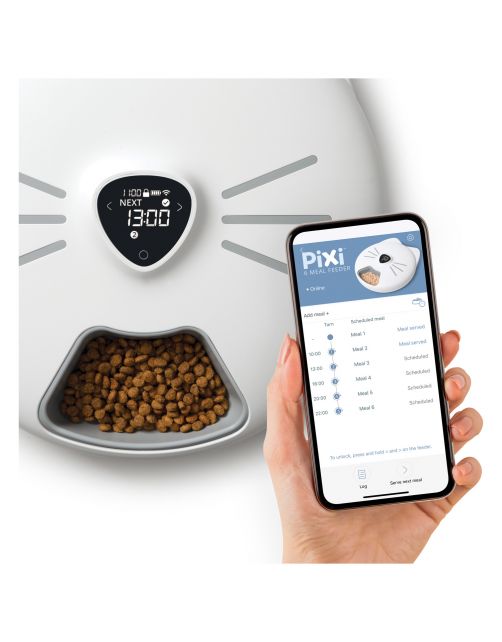 Catit Pixie Smart Feeder - 6 Maaltijden - Voederautomaat - 34x37 cm Wit