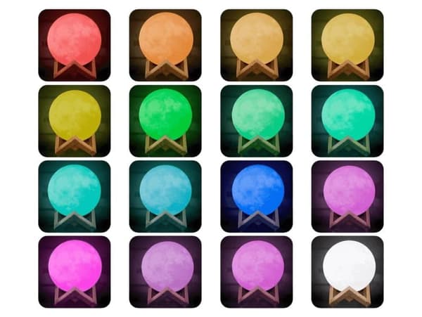 3D LED månelys / nattlys med stativ - 15 cm