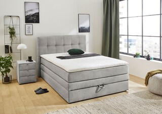 CASAVANTIBoxspringbett AMY 140 x 200 cm Cord hellgrau