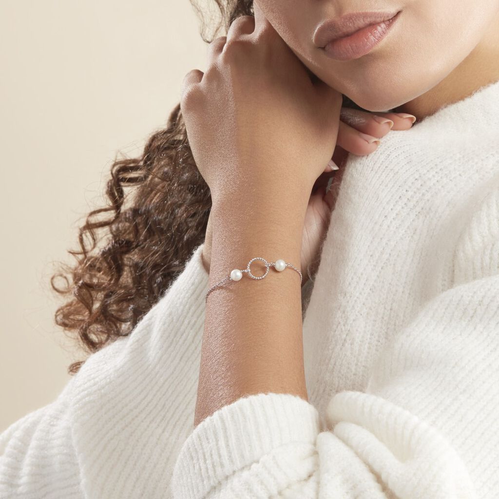 Bracelet Oria Argent Blanc Pierre De Synthese