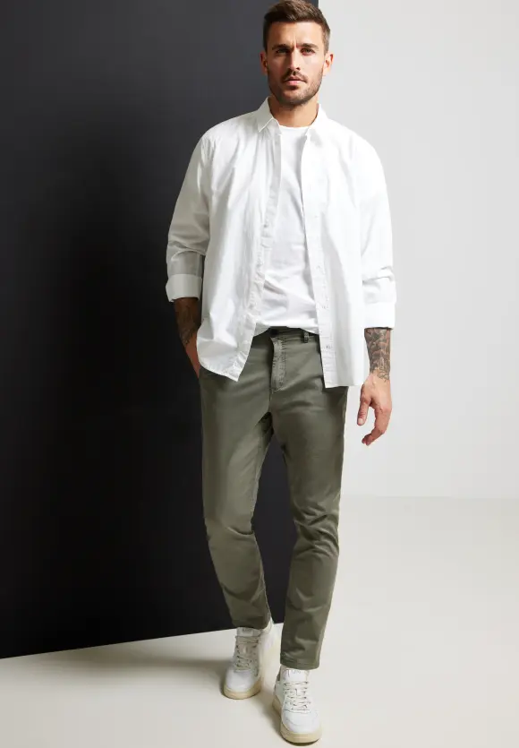 Regular Fit Chinohose - mud green