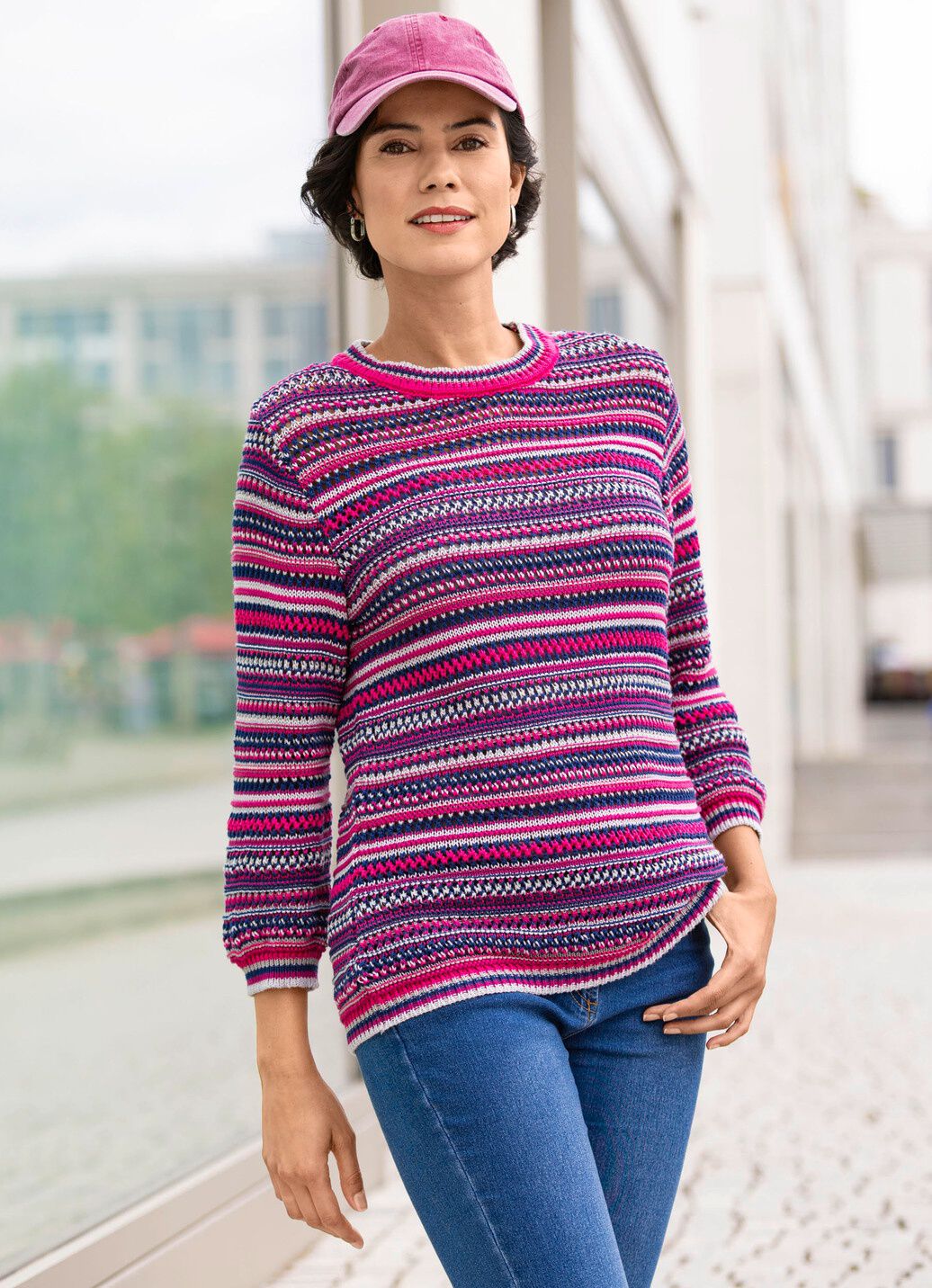 Pullover mit Mustermix im Ringeldessin