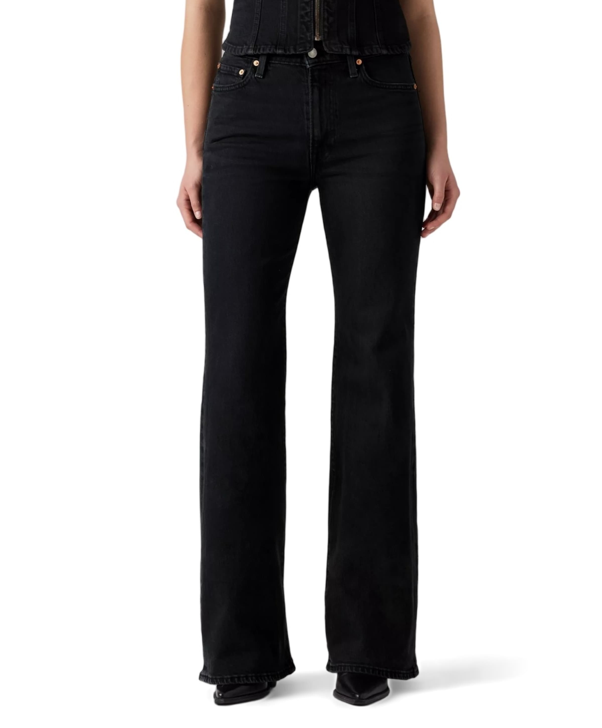 Levi's RIBCAGE FLARE H2'26 SLIGHT NIGHT STR dames jeans zwart