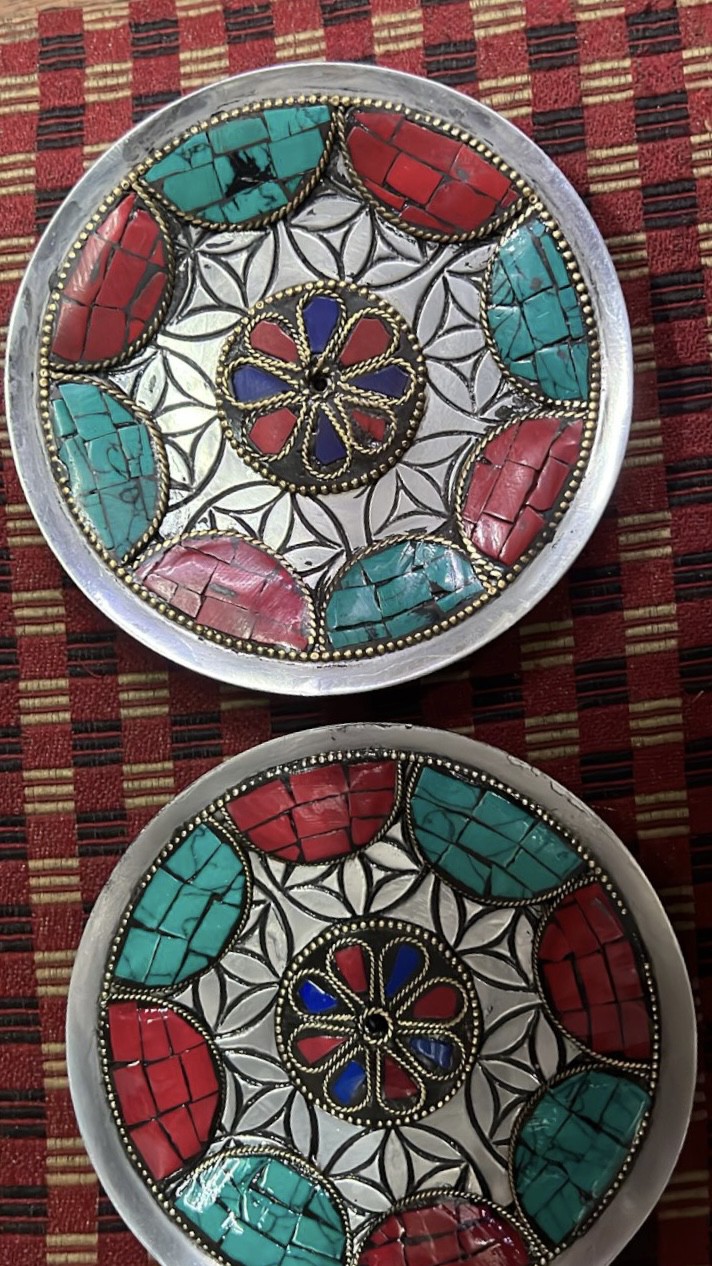 Runder Räucherstäbchenhalter 'Dileep', silber, multicolor, Ø 10 cm, 1 cm günstig bestellen