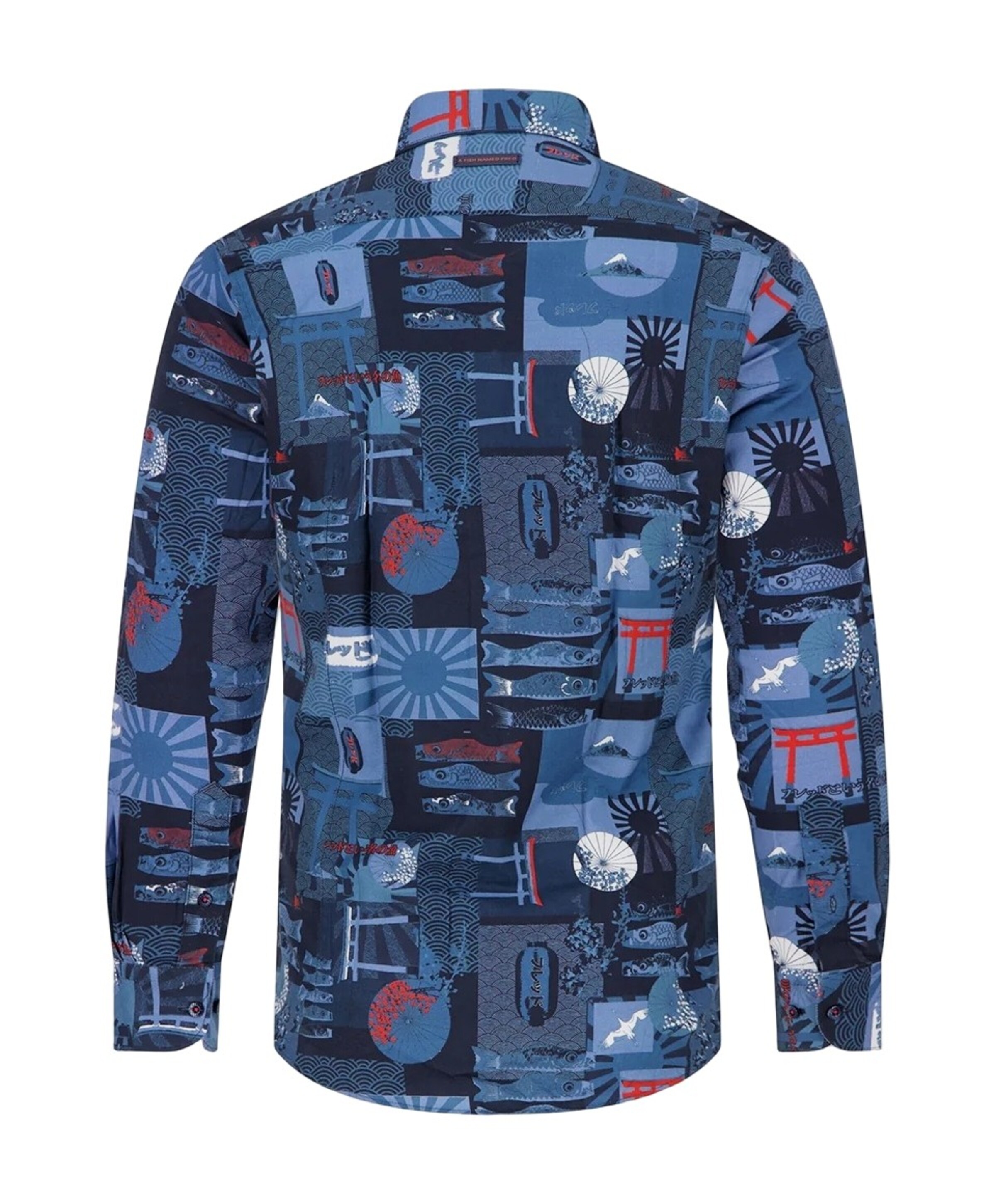 A Fish Named Fred Heren overhemd lange mouw blauw