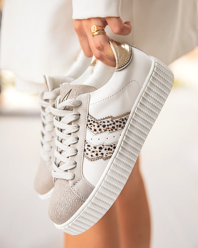 Basket femme blanche lacets - CL59 WHITE