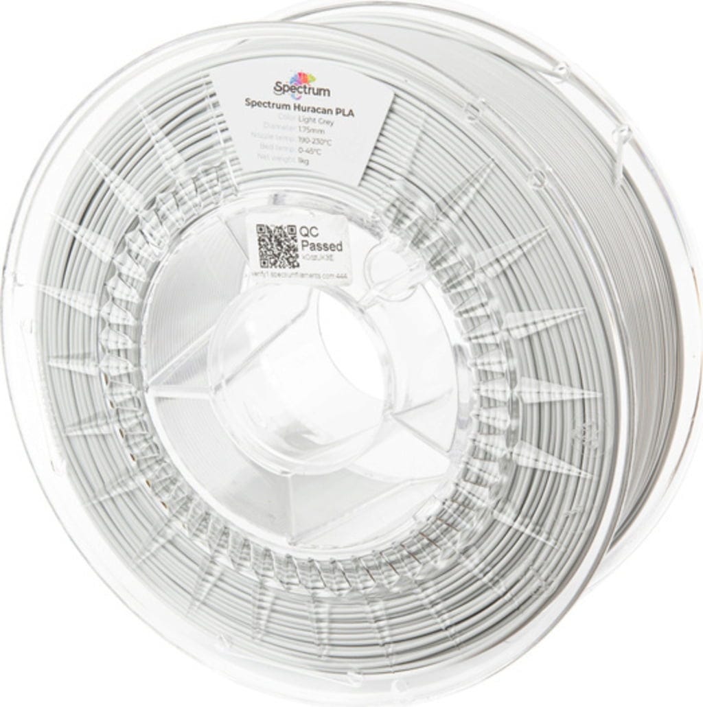 Spectrum  Huracan PLA Light Grey, 1,75 mm / 1000 g    High-Speed-PLA für 3D-Druck bis 350 mm/s in Light Grey