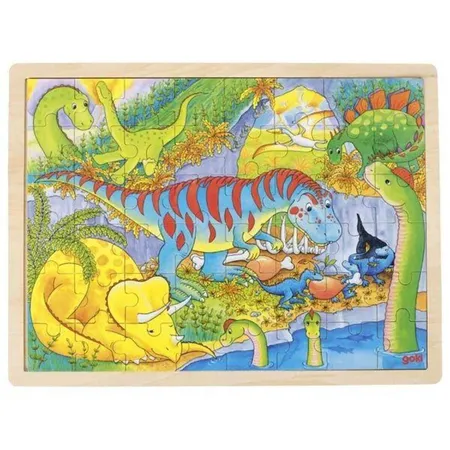 goki Holz-Einlegepuzzle Dinosaurier, 48 Teile