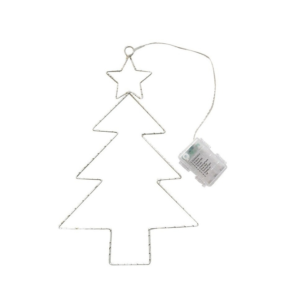 (38x25cm) Weihnachts LED Deko Licht Tannenbaum Hängelampe Winter Beleuchtung (Batteriebetrieben) - Warmweiss