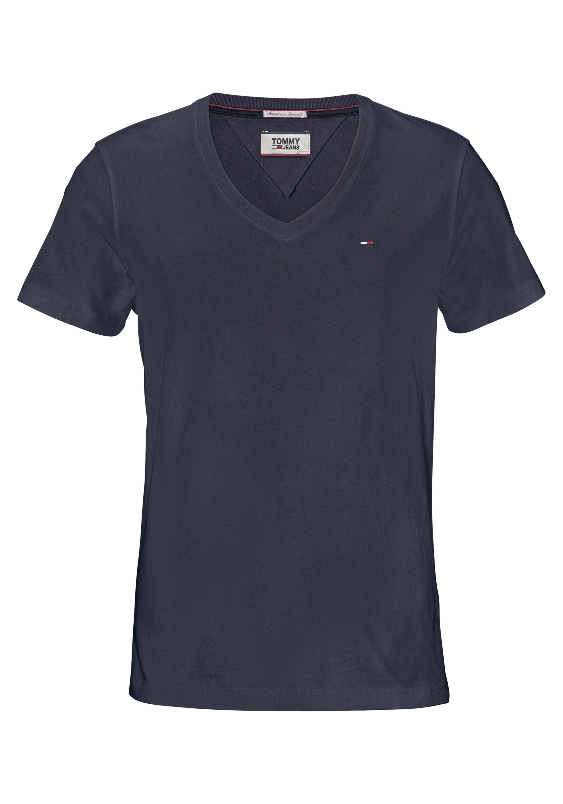 Tommy Jeans T-Shirt »TJM ORIGINAL JERSEY V NECK TEE« mit V-Ausschnitt und dezenter Logo-Flag