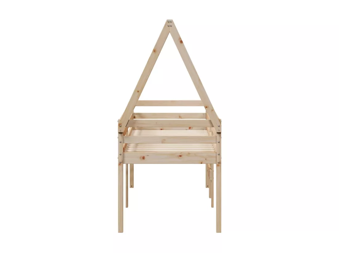 Lit haut sans matelas 90x190 cm bois de pin massif