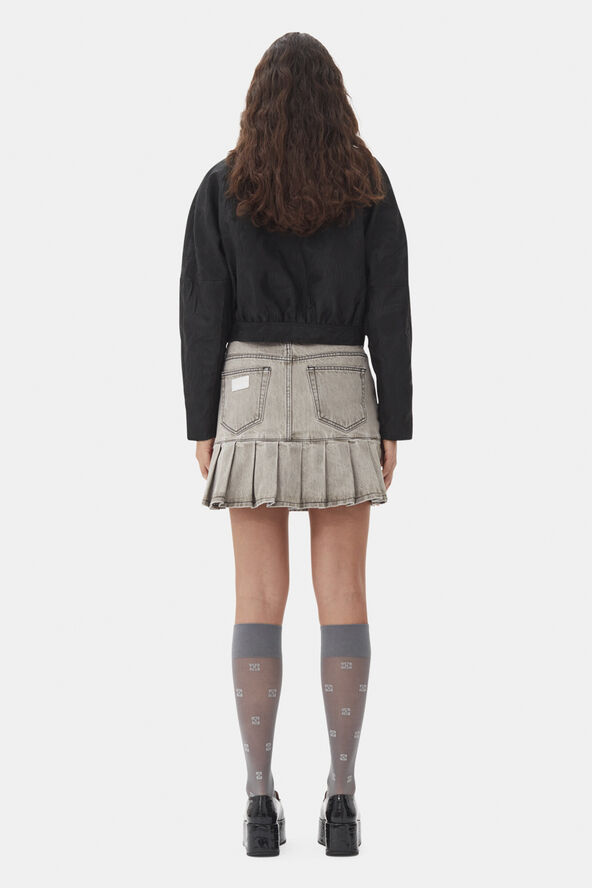 Ganni Future Denim Pleated Mini Skirt Gray quill