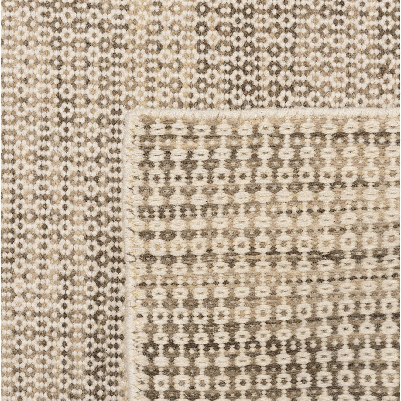 Macabane Tapis en Laine tissée Quentin blanc/kaki - 290x200 cm