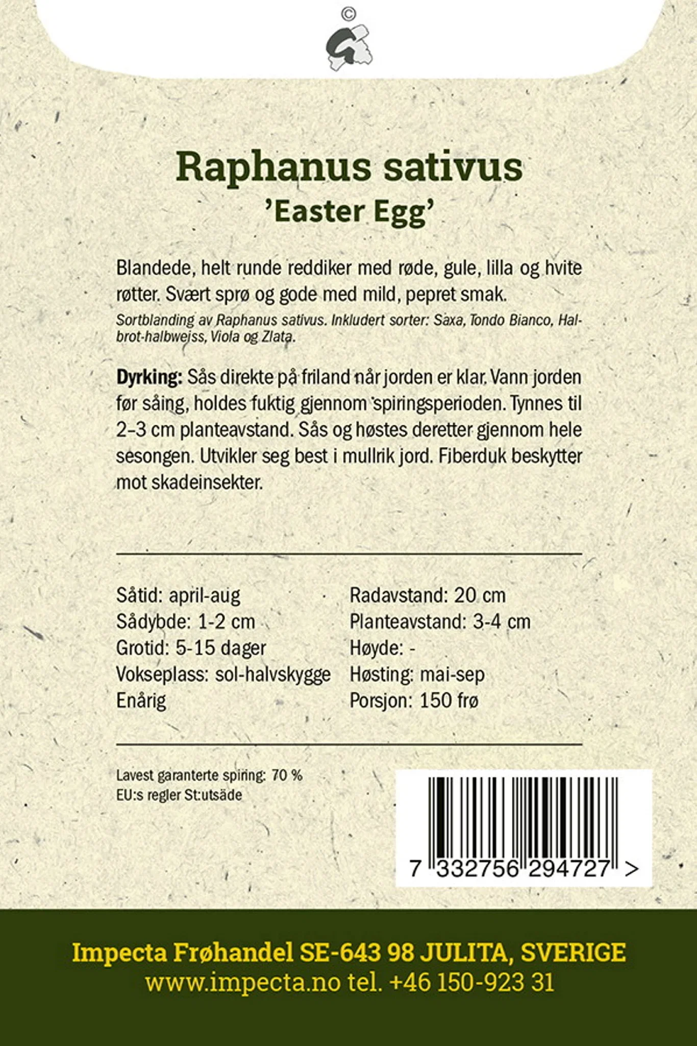Raphanus sativus 'Easter Egg' Reddik 'Easter Egg'