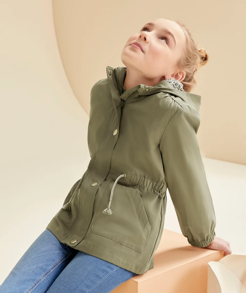 PARKA LÉGÈRE FILLE KAKI À CAPUCHE