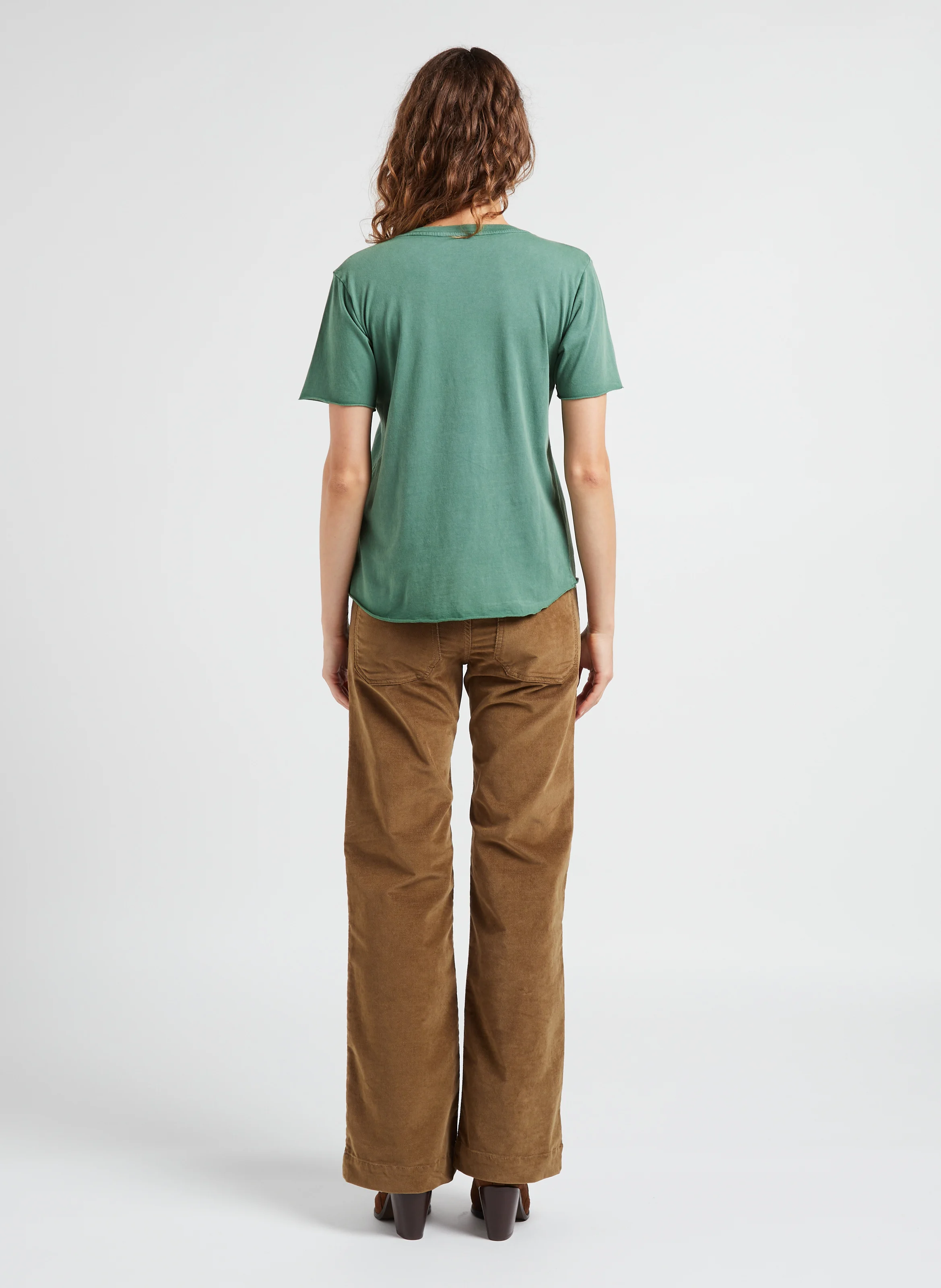 TIZIA - Tee-shirt droit col rond sérigraphié en coton bio | Vert