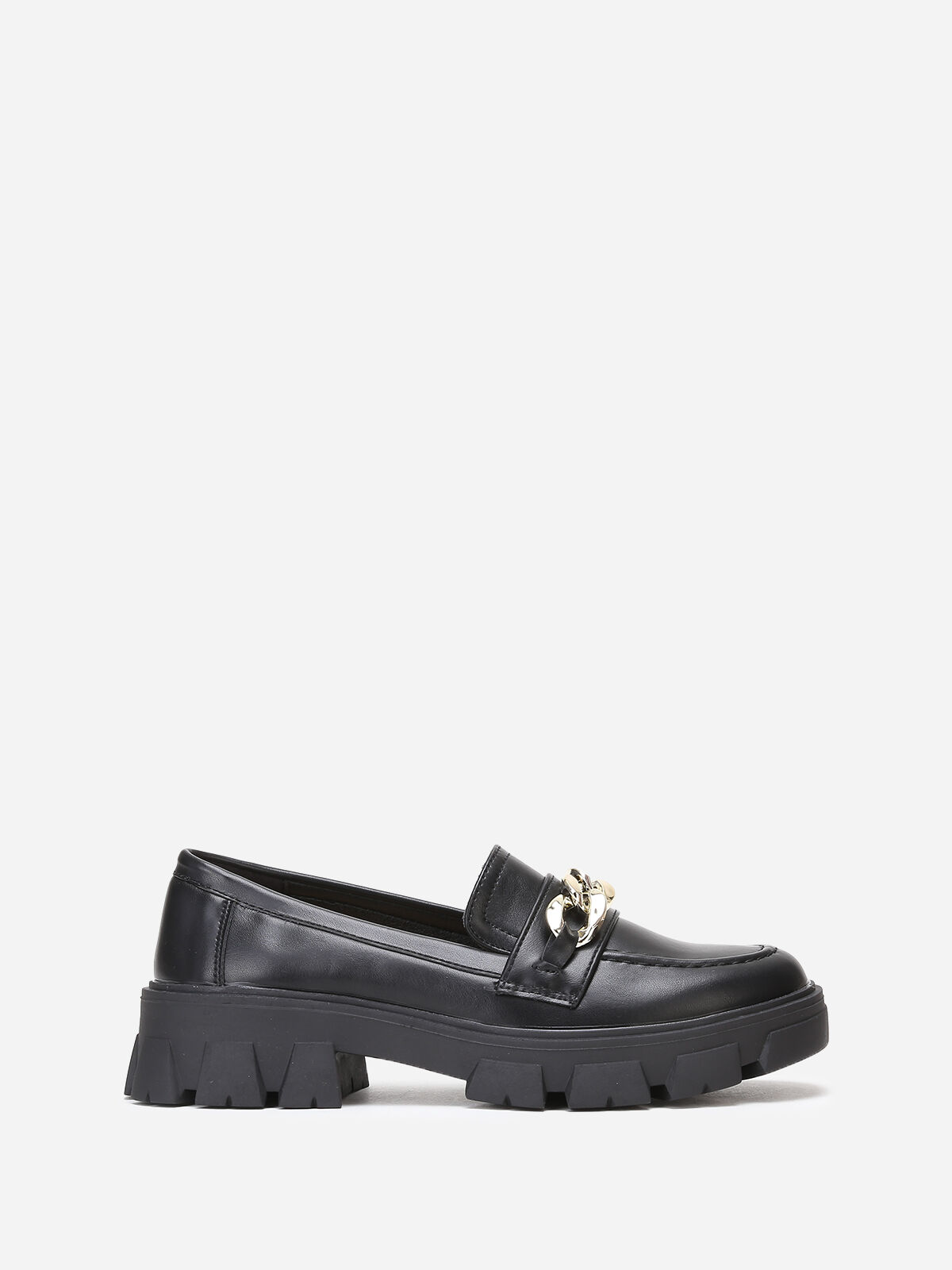Mocassins crantés à maillons oversize- Noir