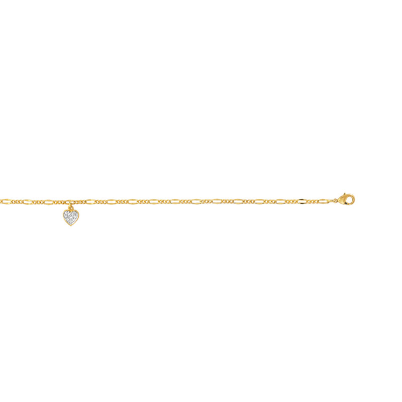 Chaine de cheville plaqué or 2 tons zirconias 25 cm