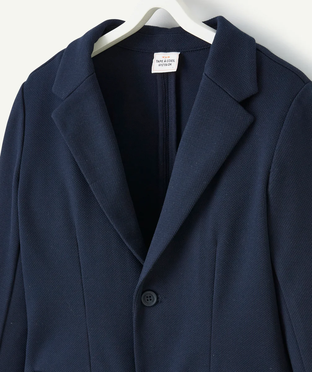 VESTE DE COSTUME GARÇON EN FIBRES RECYCLÉES BLEU MARINE