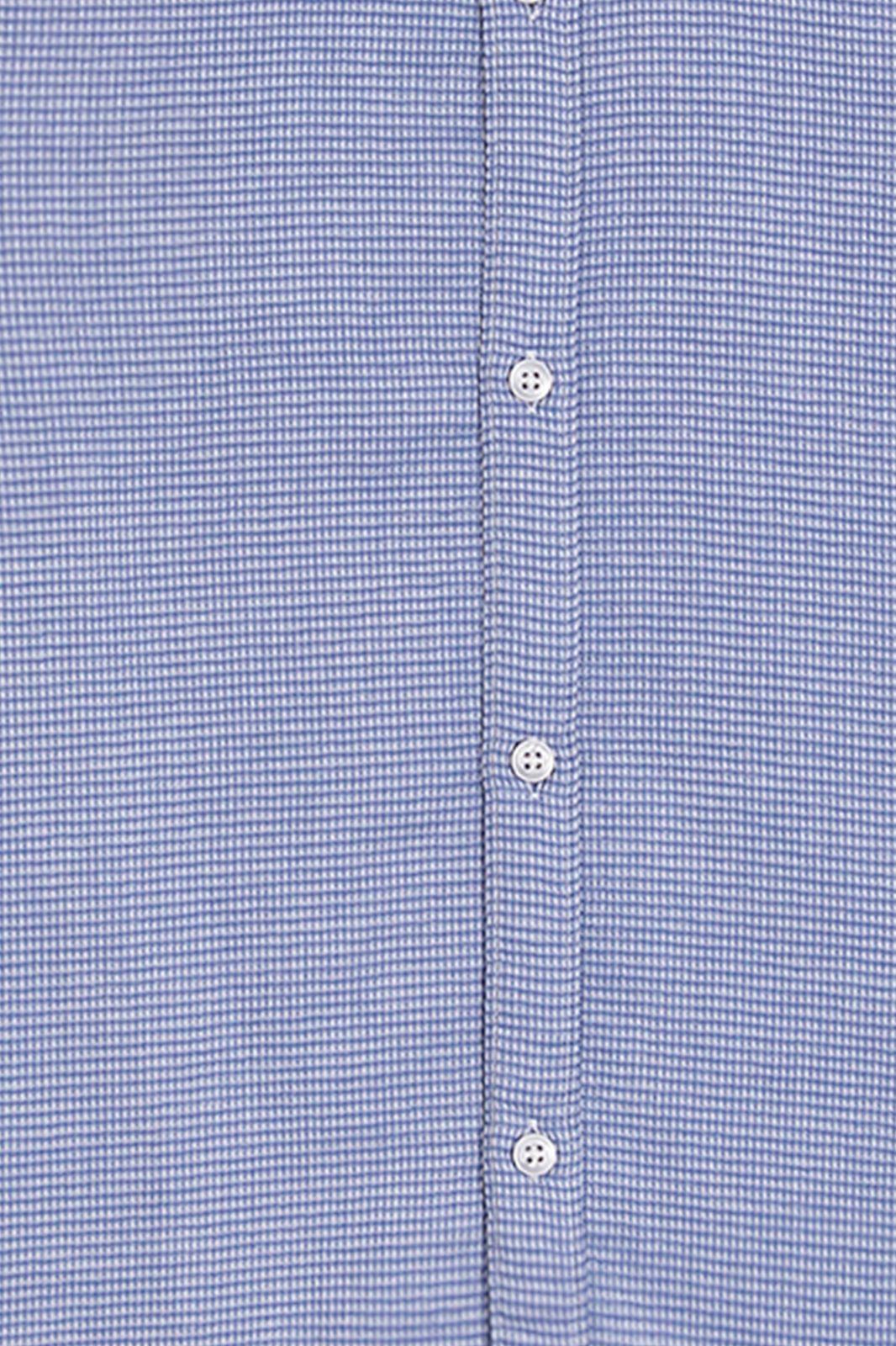 Blauw overhemd met wafelstructuur