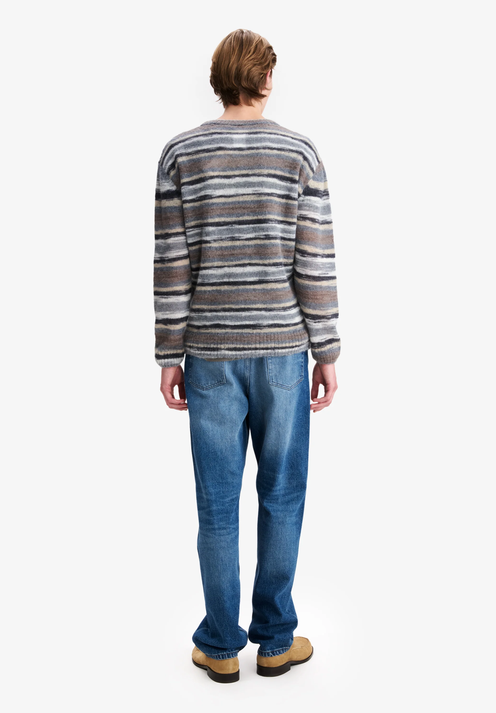 Pull rayé gris en alpaga - Gris