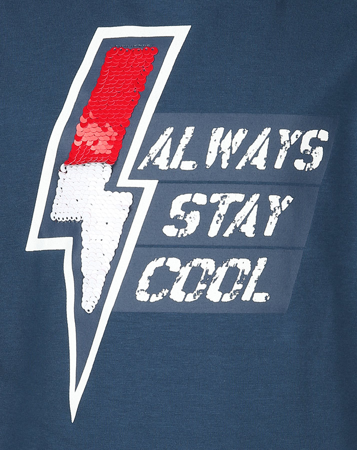 T-Shirt STAY COOL mit Wendepailletten in dunkelblau