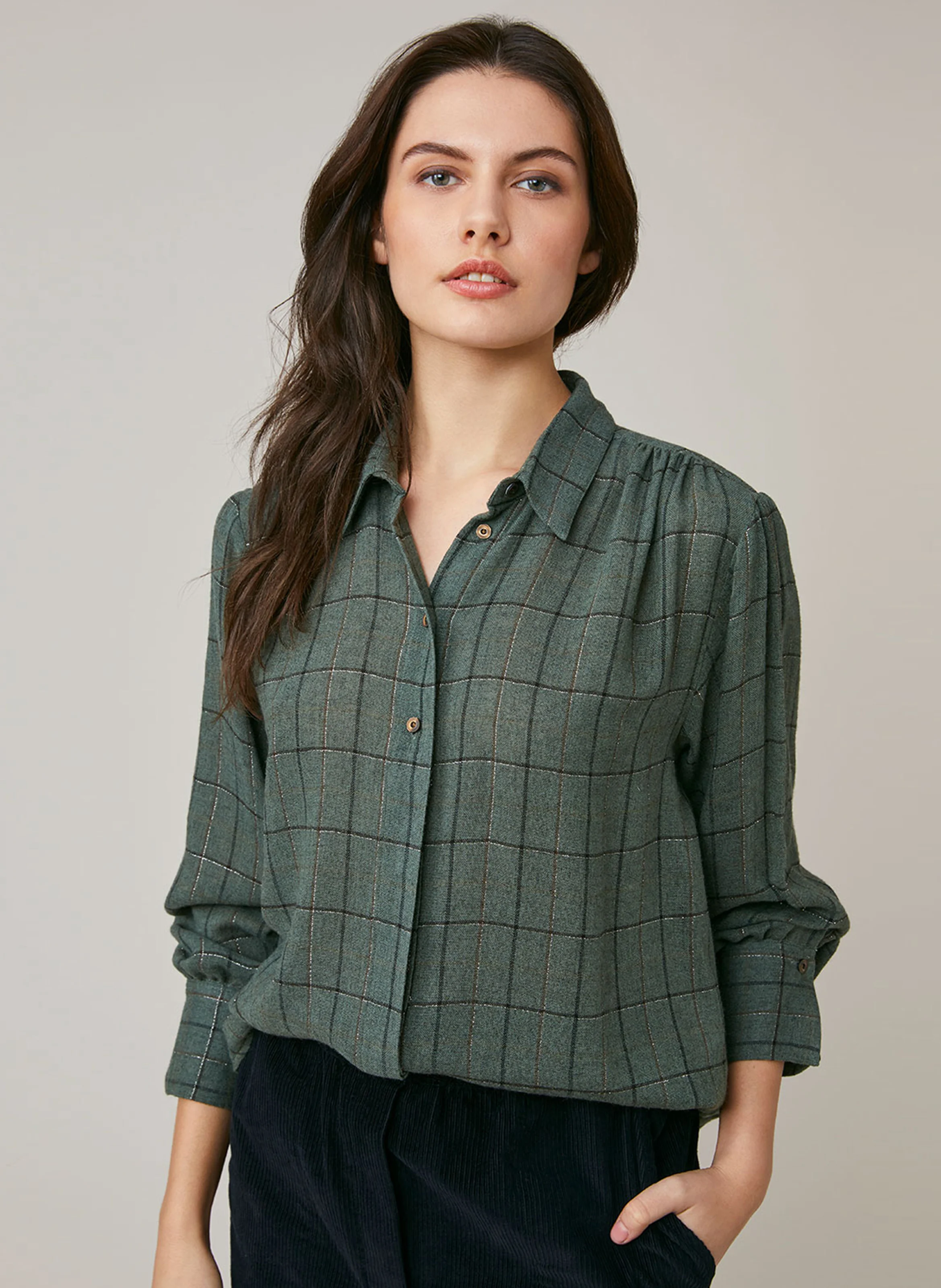 FEODORE - Chemise col classique à carreaux | Vert