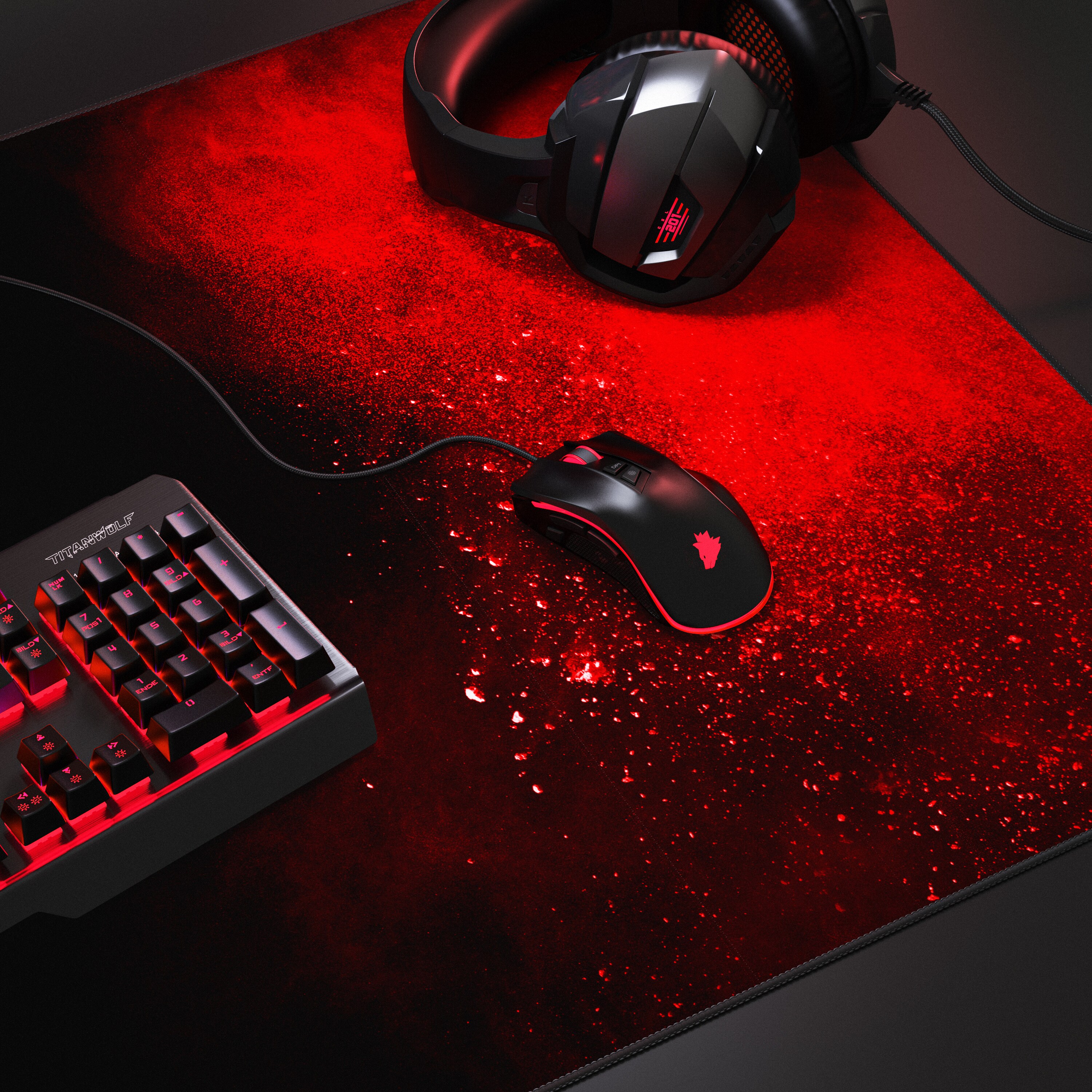 Titanwolf Gaming Mauspad, XXXL Speed Mousepad 1200 x 600 mm, Geschwindigkeit & Präzision, Blood