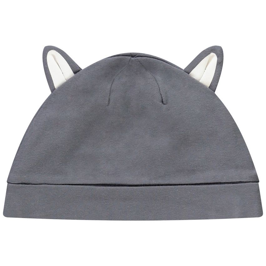 Ensemble en jersey bonnet + body + caleçon imprimé renard pour bébé garçon - Gris chiné