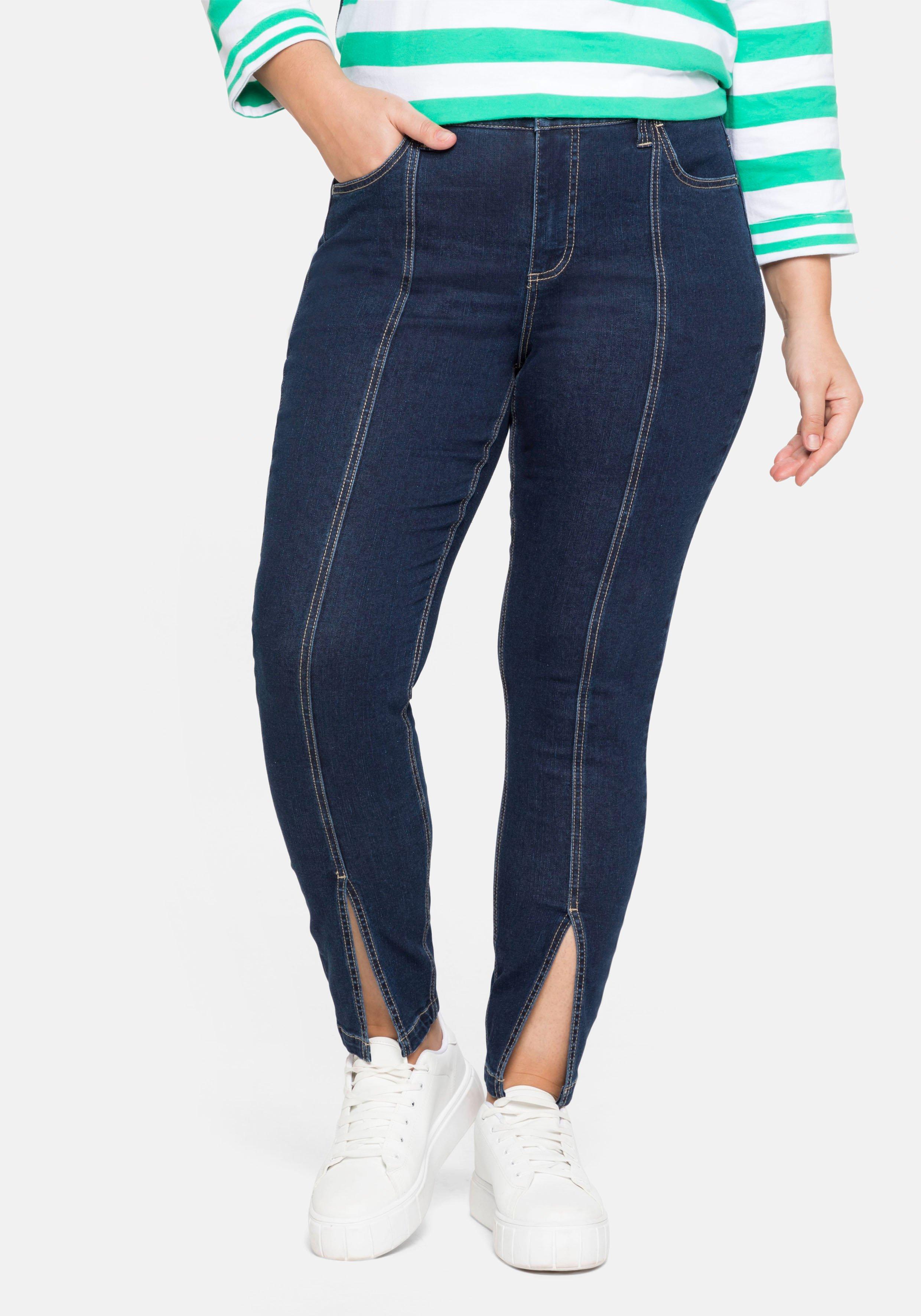 Schmale Ankle-Jeans mit Teilungsnaht vorn