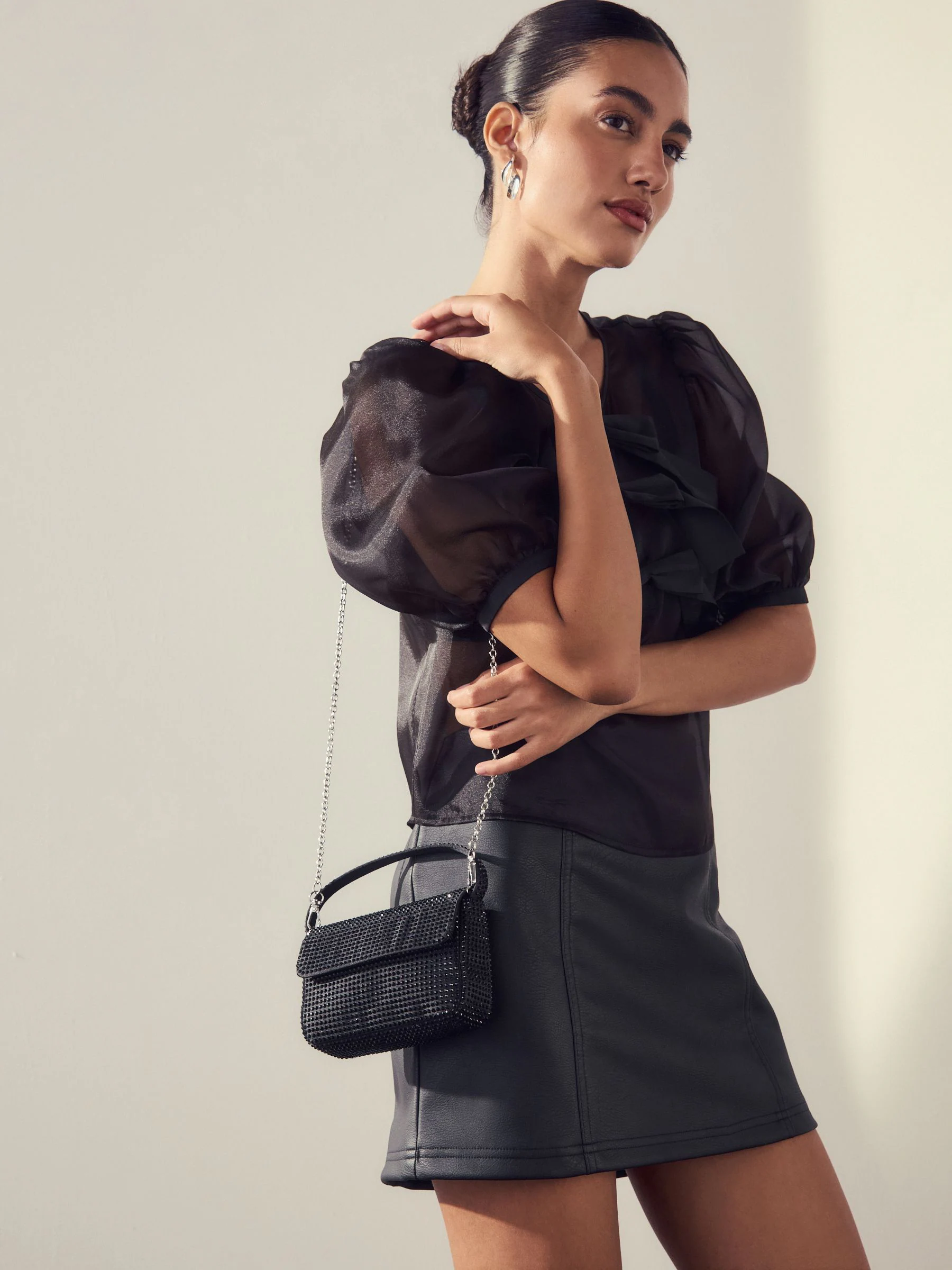Zwart - Mini Sparkle Embellished Bag