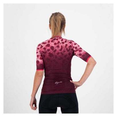 Maillot Manches Courtes Velo Rogelli Animal - Femme - Bordeaux/Rose