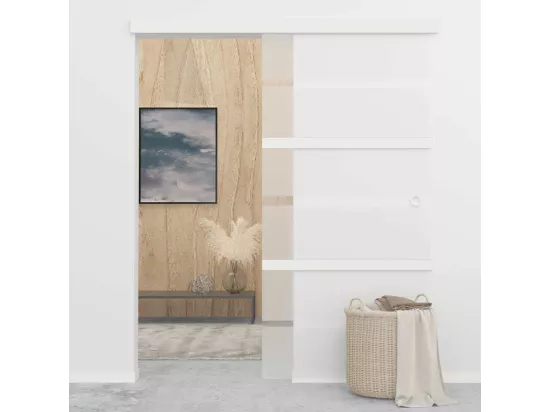 Porte coulissante Verre ESG et aluminium 102,5x212 cm Argenté - Design Élégant, Silencieuse, Légère