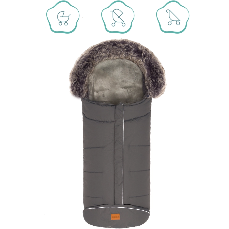 fillikid Winterfußsack Mavensi mit Lammfelleinlage grau