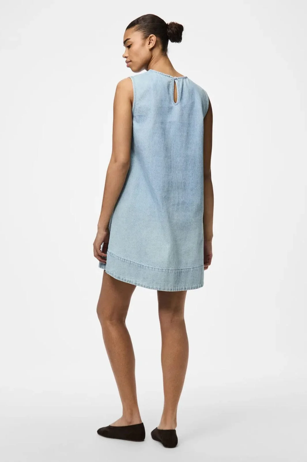 Pieces Pcflora Sl Mini Denim Dress
