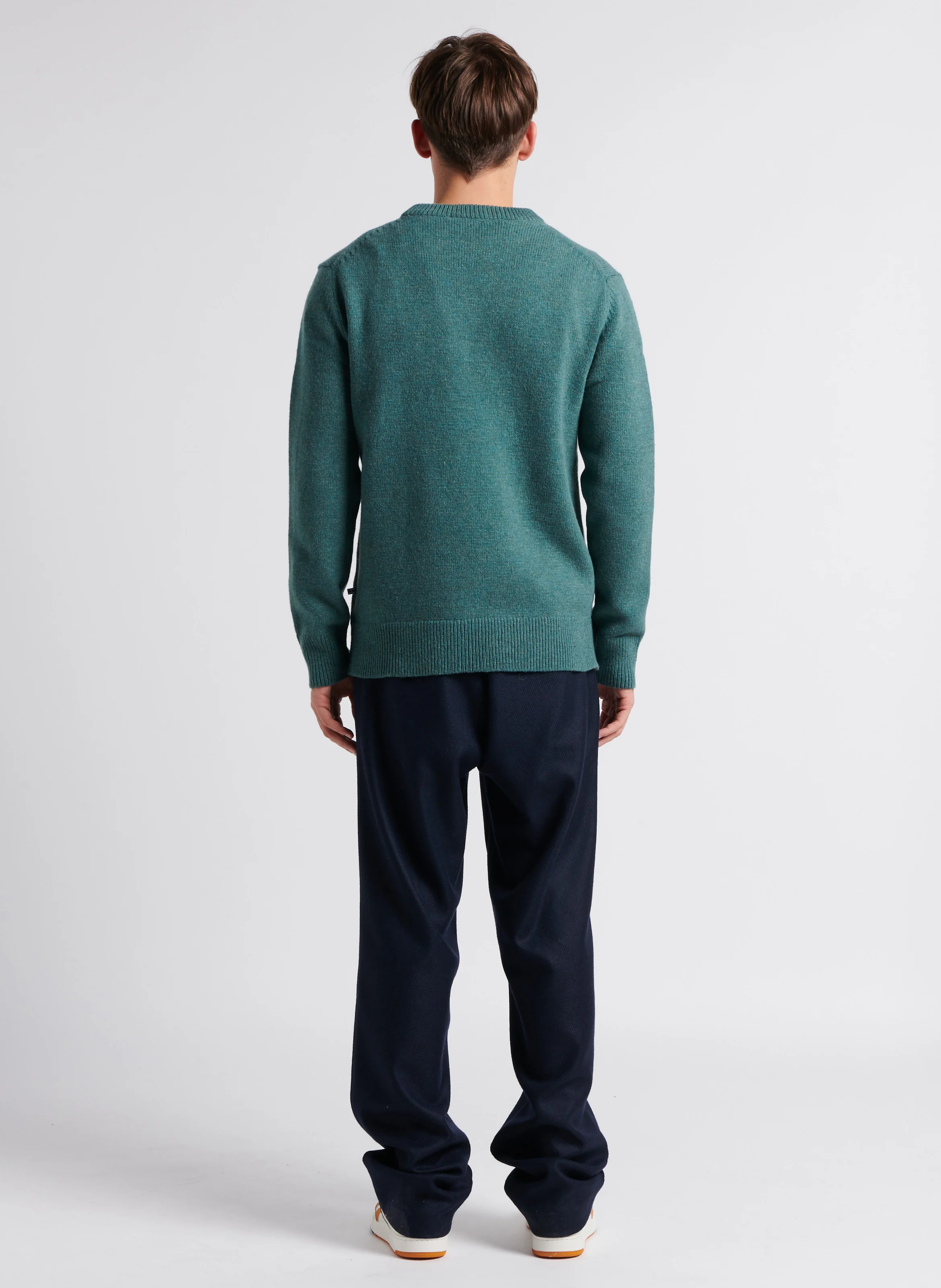 KYLE CHEVIOT - Pantalon droit en laine mélangée| Bleu
