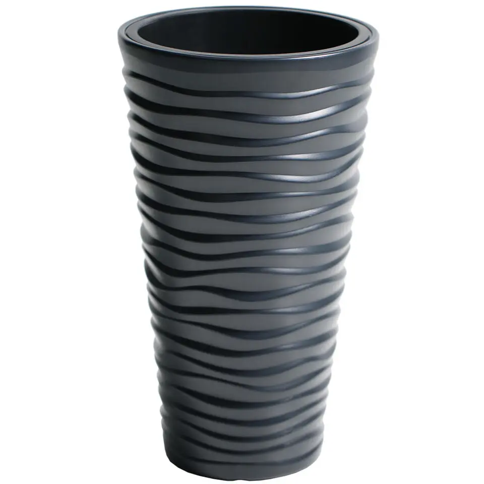 Prosperplast Bloempot Sand - antraciet - kunststof - D30 x H52 cm