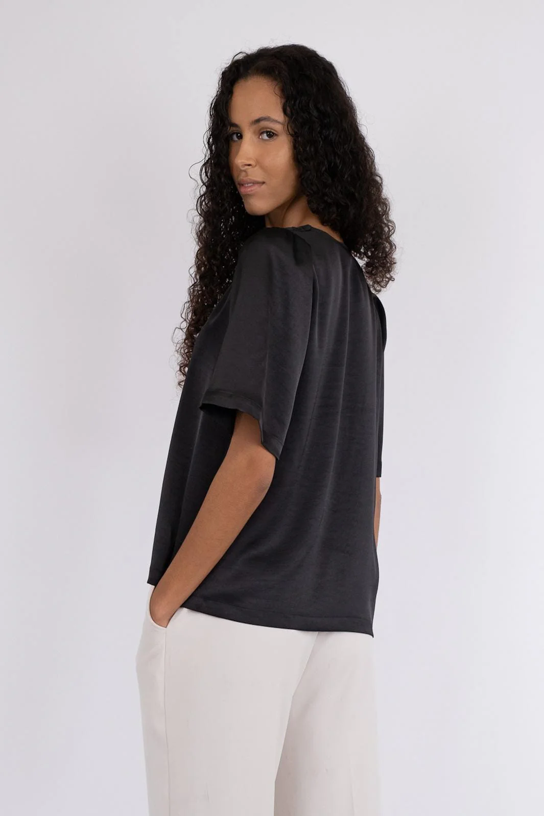 Neo Noir Largo Heavy Sateen Blouse