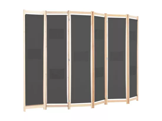 Cloison de séparation 6 panneaux Gris 240 x 170 x 4 cm Tissu