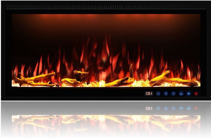 Ghiffa 90 - Elektrische Sfeerhaard - Breedte 91cm - LED-techniek - Schakelbare Verwarming 750/1500W - Inbouw - Wandmontage