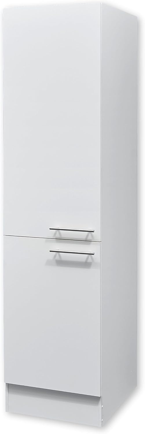 EDDY Moderner Vorratsschrank Küche in Weiß matt - Geräumiger Küchenschrank mit viel Stauraum - 50 x 200 x 57 cm (B/H/T)