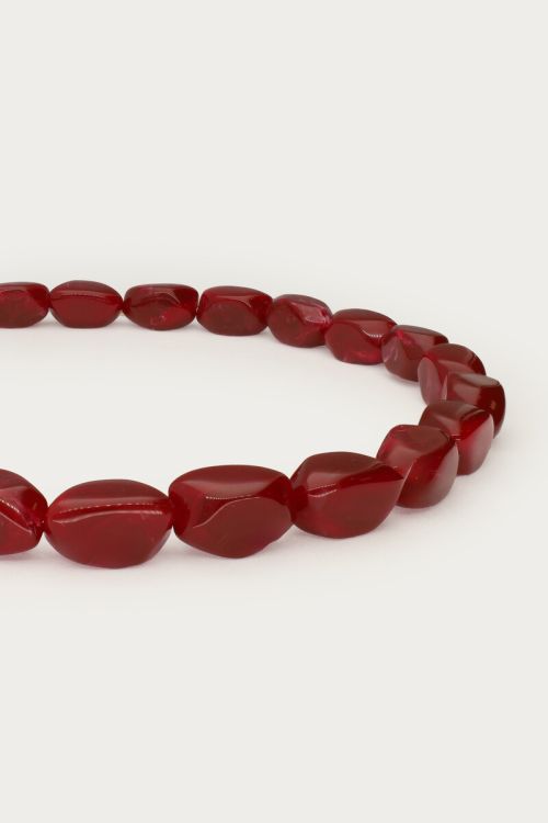 Burgundy statement ketting met ovalen kralen