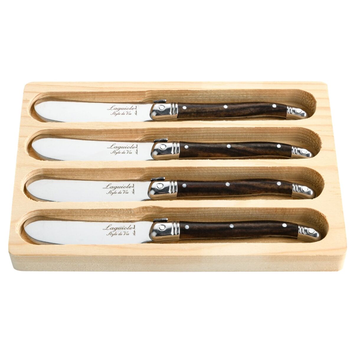 Laguiole Premium Line smørkniv 4-pakning, mørkebrun