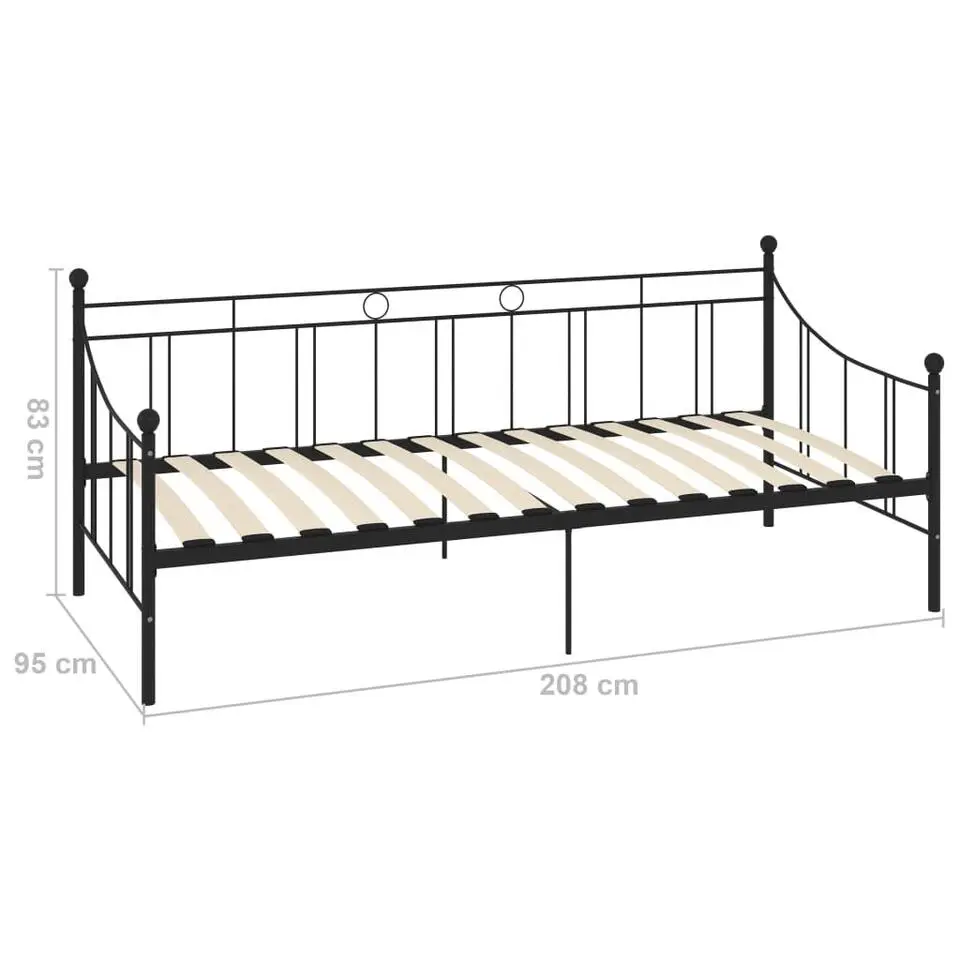 vidaXL - Bedbank excl lade - Zwart - Metaal - 90 x 200 cm