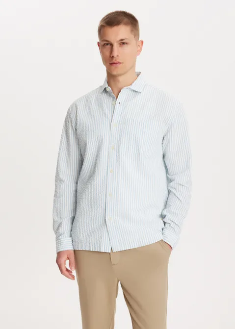 Seersucker overhemd blauw (BLW.L)