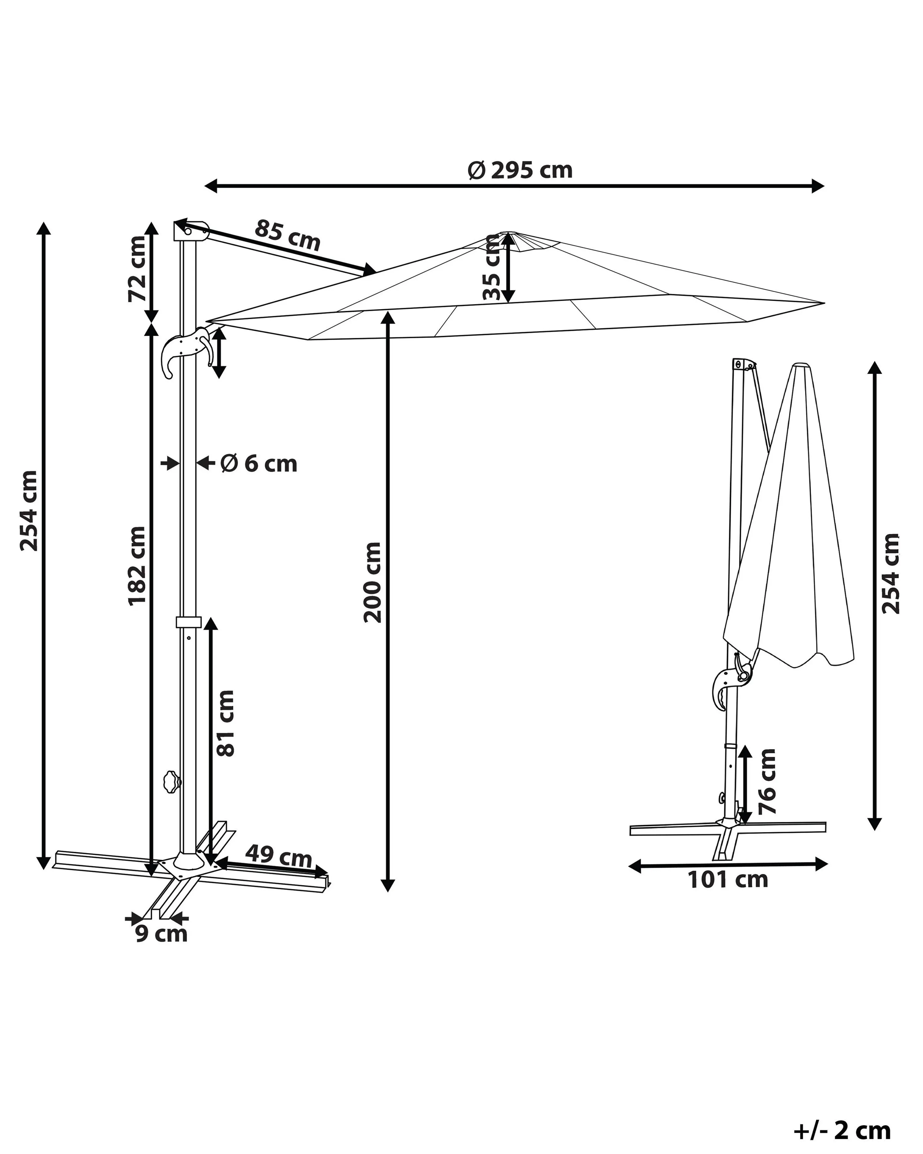 Zweefparasol 295 cm SAVONA II Olijfgroen