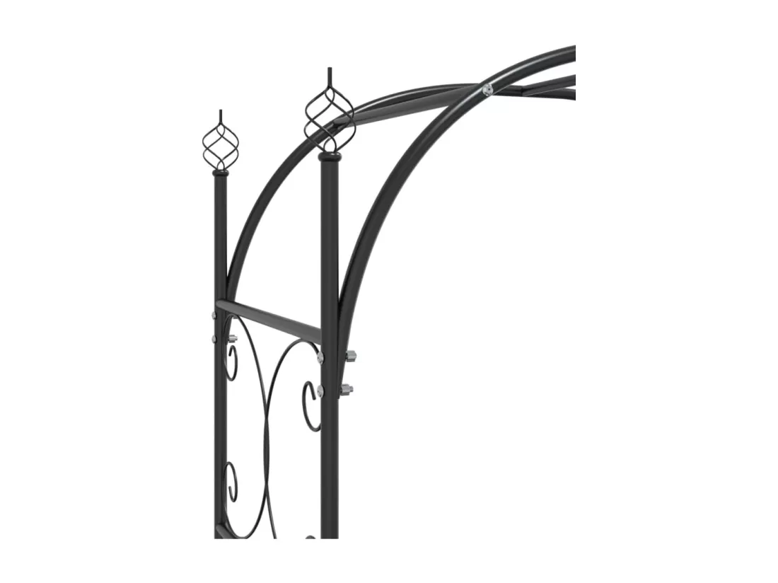 Arche de jardin avec portail noir 108x45x235 cm acier
